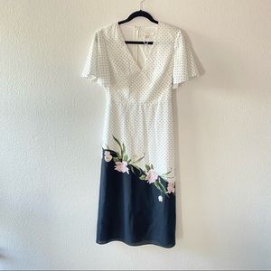 Ted Baker Danee Elderflower Midi Floral Print Short Sleeve Dress Size 1